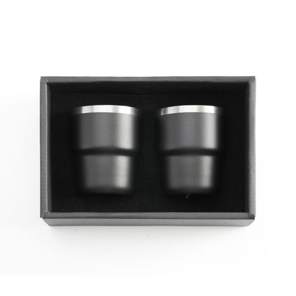 ESPRESSO STACKABLE – Stylish 80ml Double-Wall Stainless Steel Espresso Cups with Silver-Lined Lid & Premium Gift Box - Image 1