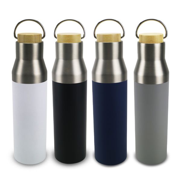 e7065 ECO FLASKS - 600ml Double Wall Flask with Bamboo Lid - Image 1