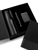 AGENDA WELCOME SET - Complete Corporate Gift Set with Notebook, Pen, RFID Holder & Flask