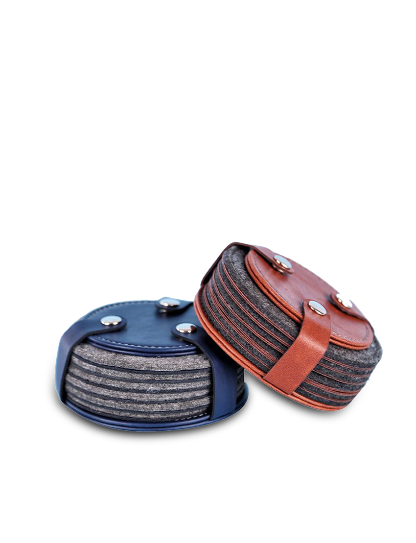 happy_coaster_e3055_1 HAPPY COASTER - Fun Smiley Face Coasters Set with PU and Felt Design - Image 1