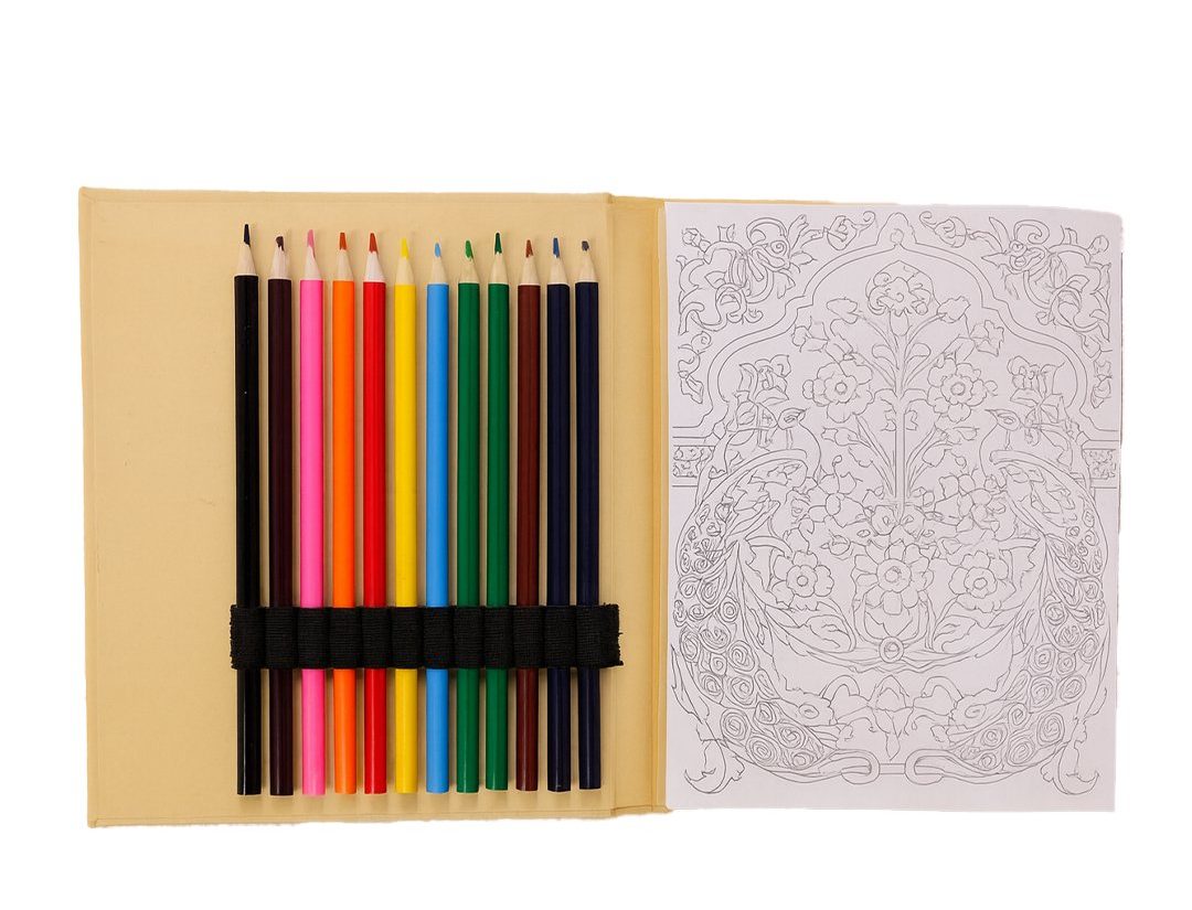 COLOR BOOK – A5 Creative Coloring Set with 50 Patterned Pages & 12 Coloring Pencils for Art on the Go