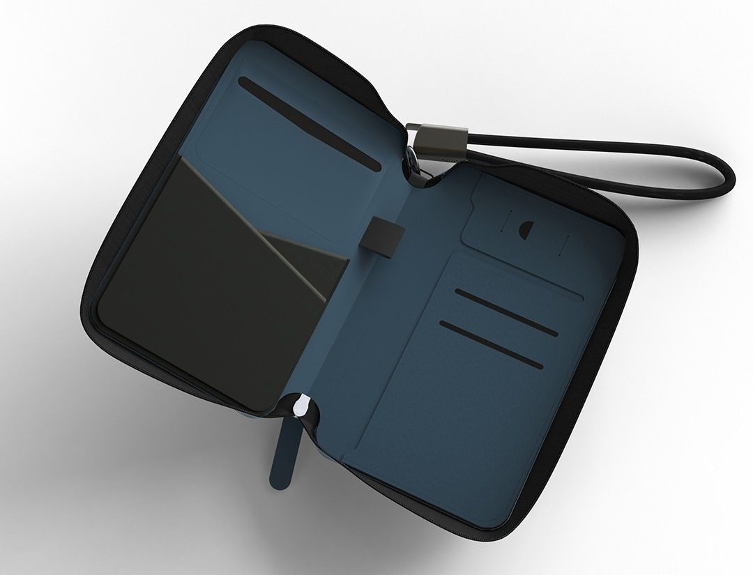 TRAVI WALLET – Sleek PU Leather Travel Case with Integrated Charging Cable for Tech Accessories & On-the-Go Power